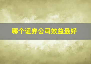 哪个证券公司效益最好