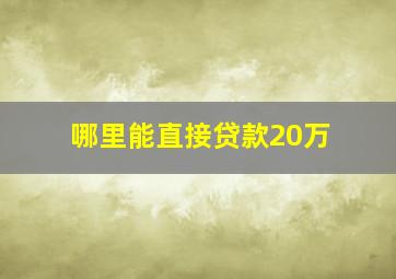 哪里能直接贷款20万