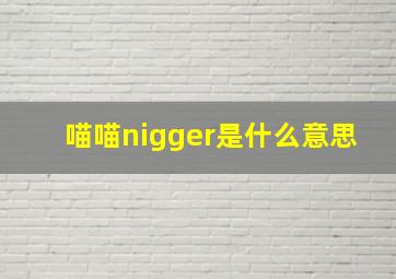 喵喵nigger是什么意思