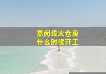 嘉闵线太仓段什么时候开工