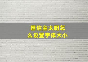 国信金太阳怎么设置字体大小