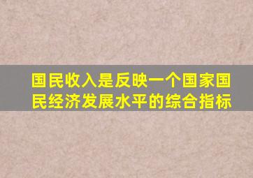 国民收入是反映一个国家国民经济发展水平的综合指标