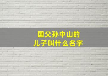 国父孙中山的儿子叫什么名字