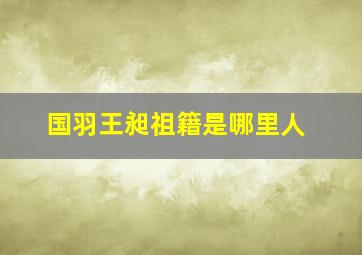 国羽王昶祖籍是哪里人