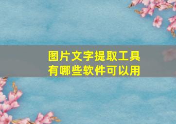 图片文字提取工具有哪些软件可以用