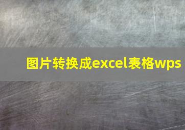 图片转换成excel表格wps