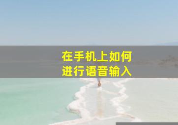 在手机上如何进行语音输入