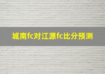 城南fc对江源fc比分预测