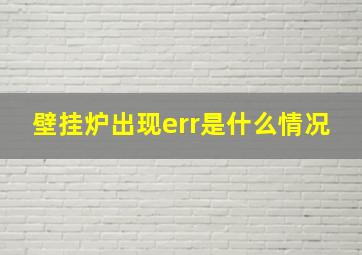 壁挂炉出现err是什么情况