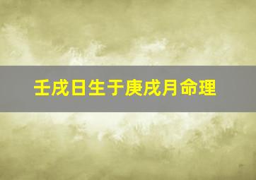 壬戌日生于庚戌月命理