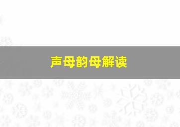 声母韵母解读