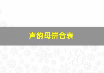 声韵母拼合表