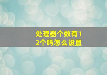 处理器个数有12个吗怎么设置