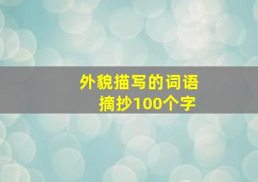 外貌描写的词语摘抄100个字