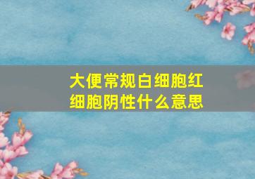 大便常规白细胞红细胞阴性什么意思