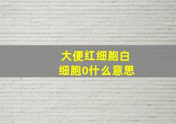 大便红细胞白细胞0什么意思