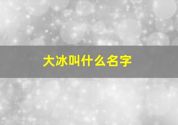 大冰叫什么名字