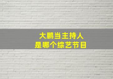 大鹏当主持人是哪个综艺节目