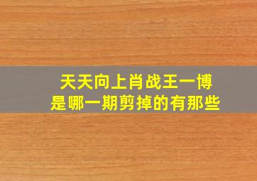 天天向上肖战王一博是哪一期剪掉的有那些