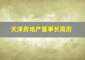 天泽房地产董事长简历