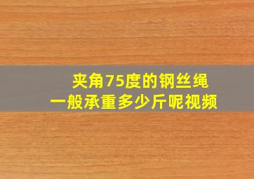 夹角75度的钢丝绳一般承重多少斤呢视频