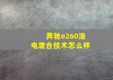 奔驰e260油电混合技术怎么样