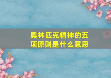 奥林匹克精神的五项原则是什么意思