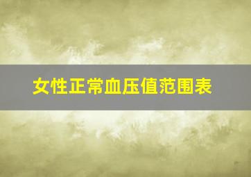 女性正常血压值范围表