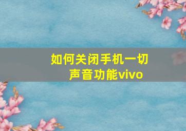 如何关闭手机一切声音功能vivo