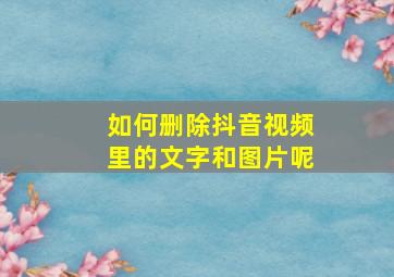 如何删除抖音视频里的文字和图片呢