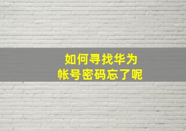 如何寻找华为帐号密码忘了呢