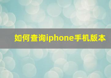 如何查询iphone手机版本