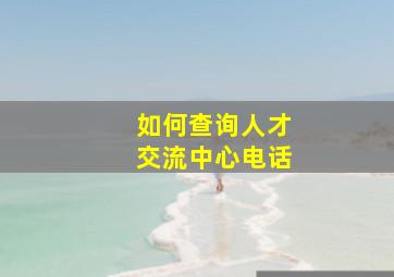 如何查询人才交流中心电话