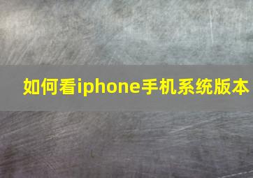 如何看iphone手机系统版本