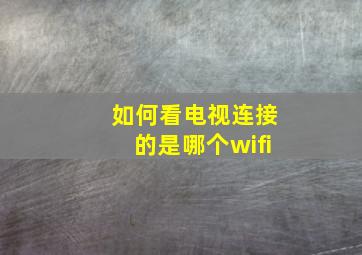 如何看电视连接的是哪个wifi