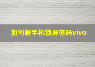 如何解手机锁屏密码vivo