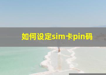 如何设定sim卡pin码