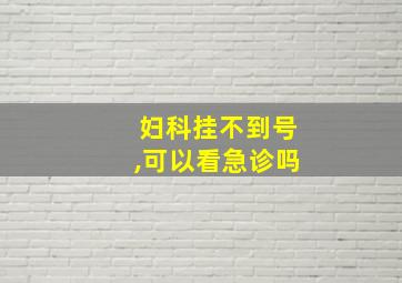 妇科挂不到号,可以看急诊吗