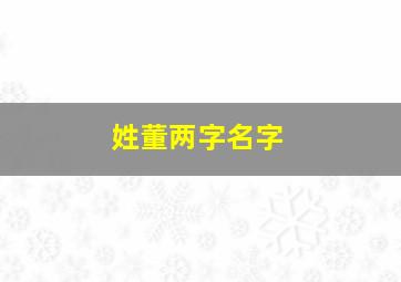 姓董两字名字