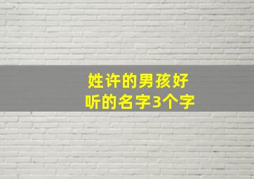 姓许的男孩好听的名字3个字