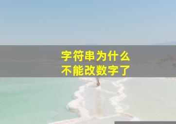 字符串为什么不能改数字了