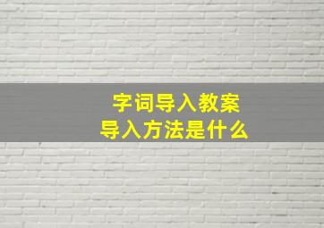 字词导入教案导入方法是什么