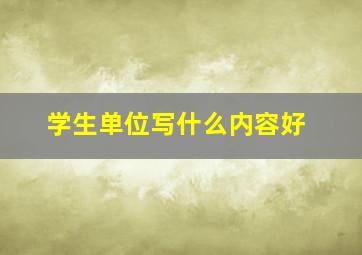 学生单位写什么内容好