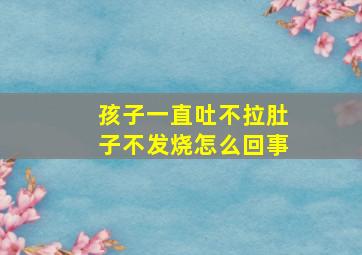 孩子一直吐不拉肚子不发烧怎么回事