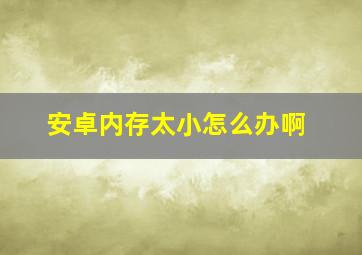 安卓内存太小怎么办啊