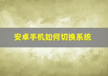 安卓手机如何切换系统