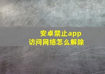 安卓禁止app访问网络怎么解除