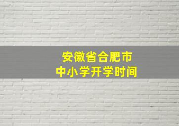 安徽省合肥市中小学开学时间