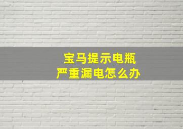 宝马提示电瓶严重漏电怎么办