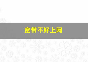 宽带不好上网